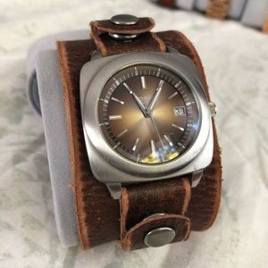 FOSSIL Aged Leather Brown & Silver Men’s Watch